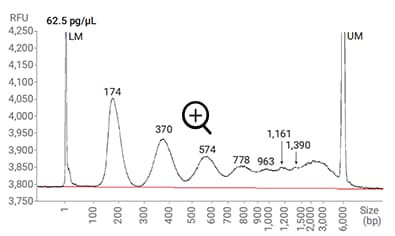 cfDNA at 62.5 pg/µL separated with the Ultra Sensitivity NGS kit